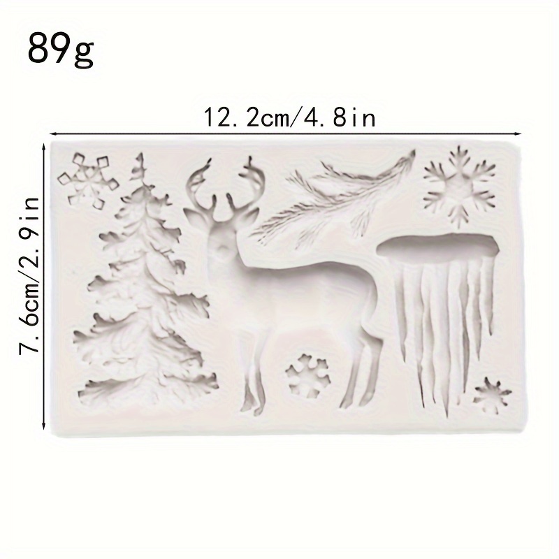 3d Silicone Mold, Christmas Elk Christmas Tree Snowflake Ice Column Fondant  Mold For Diy Pudding Chocolate Crystal Candy Desserts Ice Cube Gum Paste  Cupcake Cake Topper Decoration Soap Mould Handmade Ice Cream