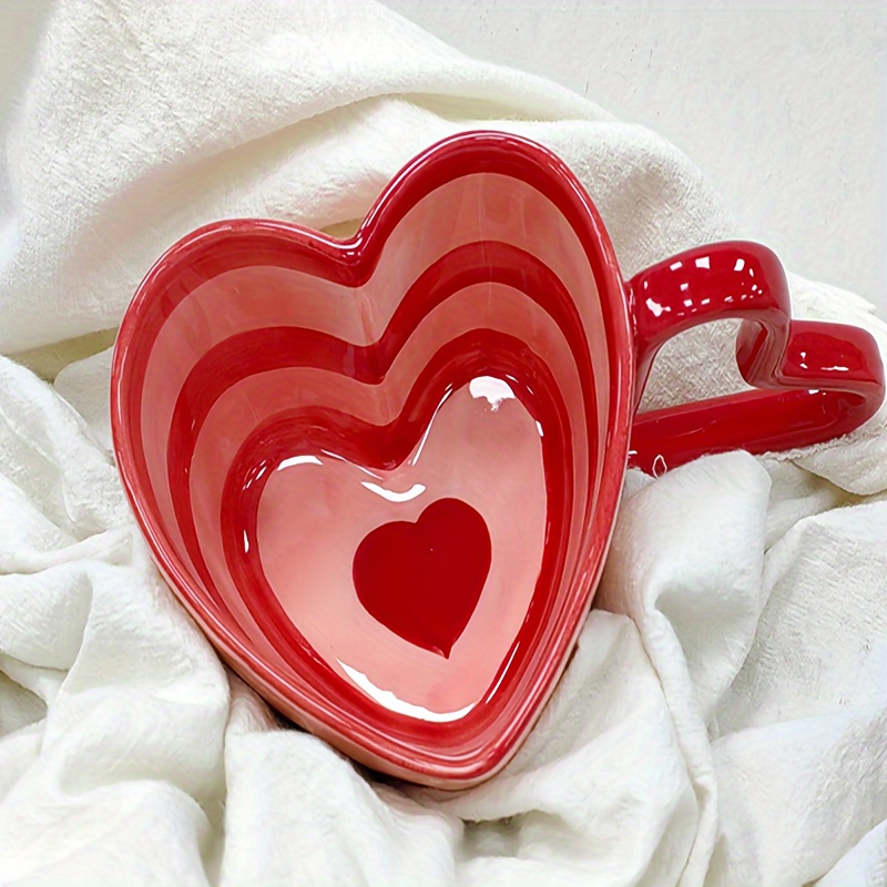 Heart Shaped Coffee Mug Ceramic Coffee Cups Cute Irregular - Temu