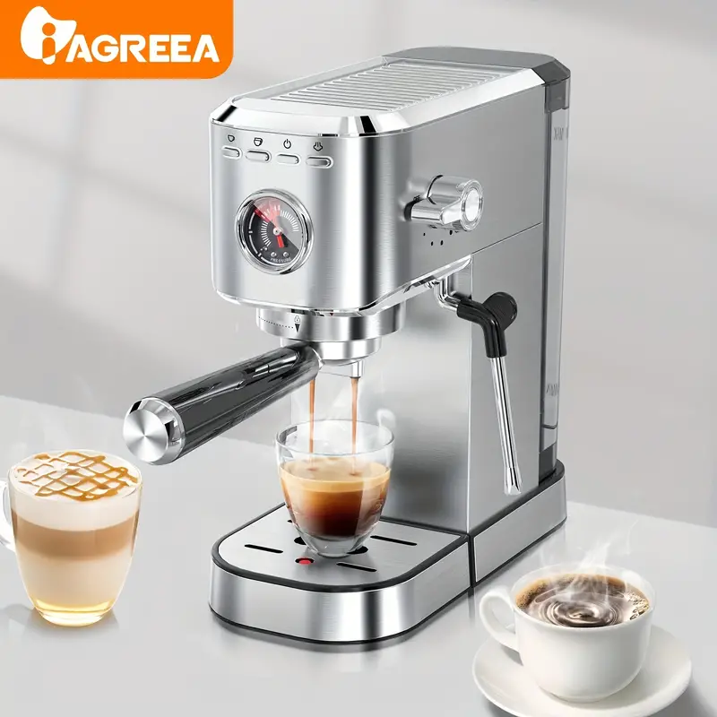 Espresso Machine, 20 Bar Compact Espresso Coffee Machine With Milk Frother,  Digital Touch Panel, Removable Water Tank For Espresso Maker - Temu