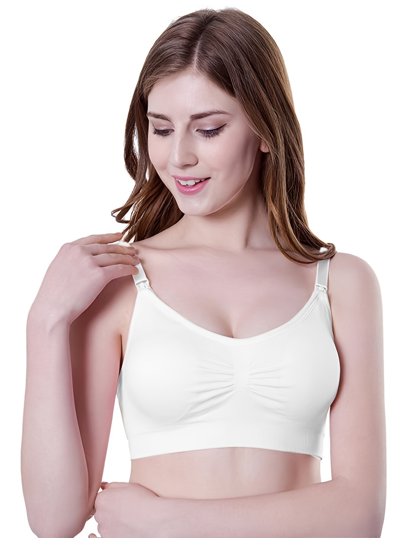 Pleated V neck Sexy Sports Bra Solid Color Medium Support - Temu