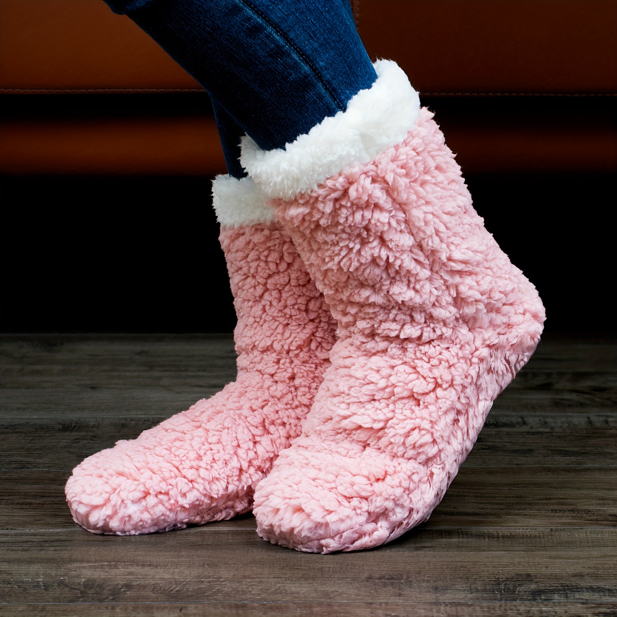 Women's Slipper Socks Cozy Winter Fuzzy Lining Home Floor Fashion
