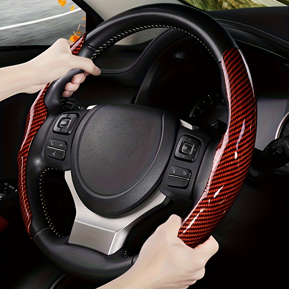 

1pair Steering Wheel Cover Carbon Fiber Anti-slip Car Accessories -various Colors Are Available - Universal Fit