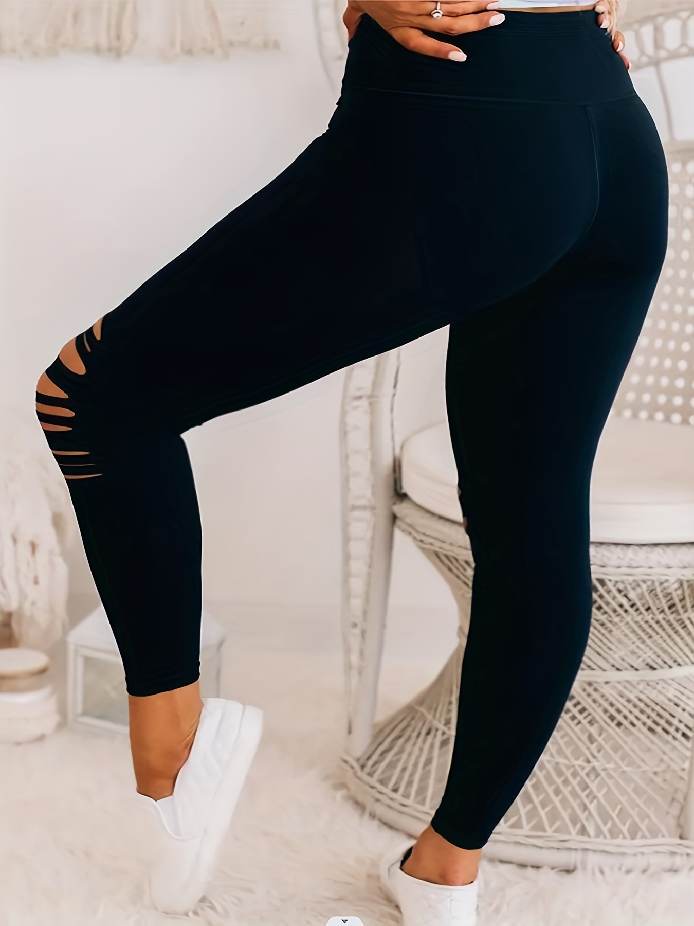 Stretchy Plus Size Ripped Leggings at Rs 2150.00, Cotton Lycra Leggings