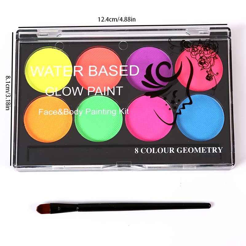 DAGEDA 20 Colors Face Painting Kit, Glow in the Dark Neon Face Paint Body  Paint, UV Water Activated Eyeliner Face Painting Palette with 2 Brush, Body