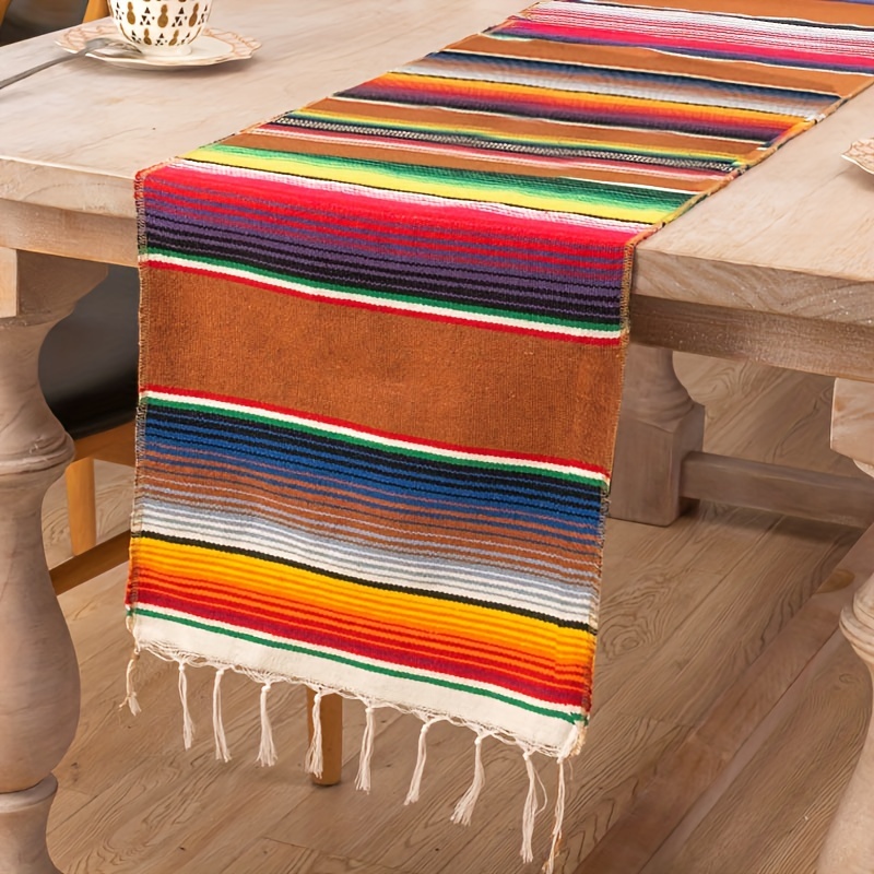 Cinco De Mayo Table Runner, Black Rainbow Stripes, Fiesta Decorations, Mexican  Party Supplies, Rainbow Party Decor, Striped Table Runner 
