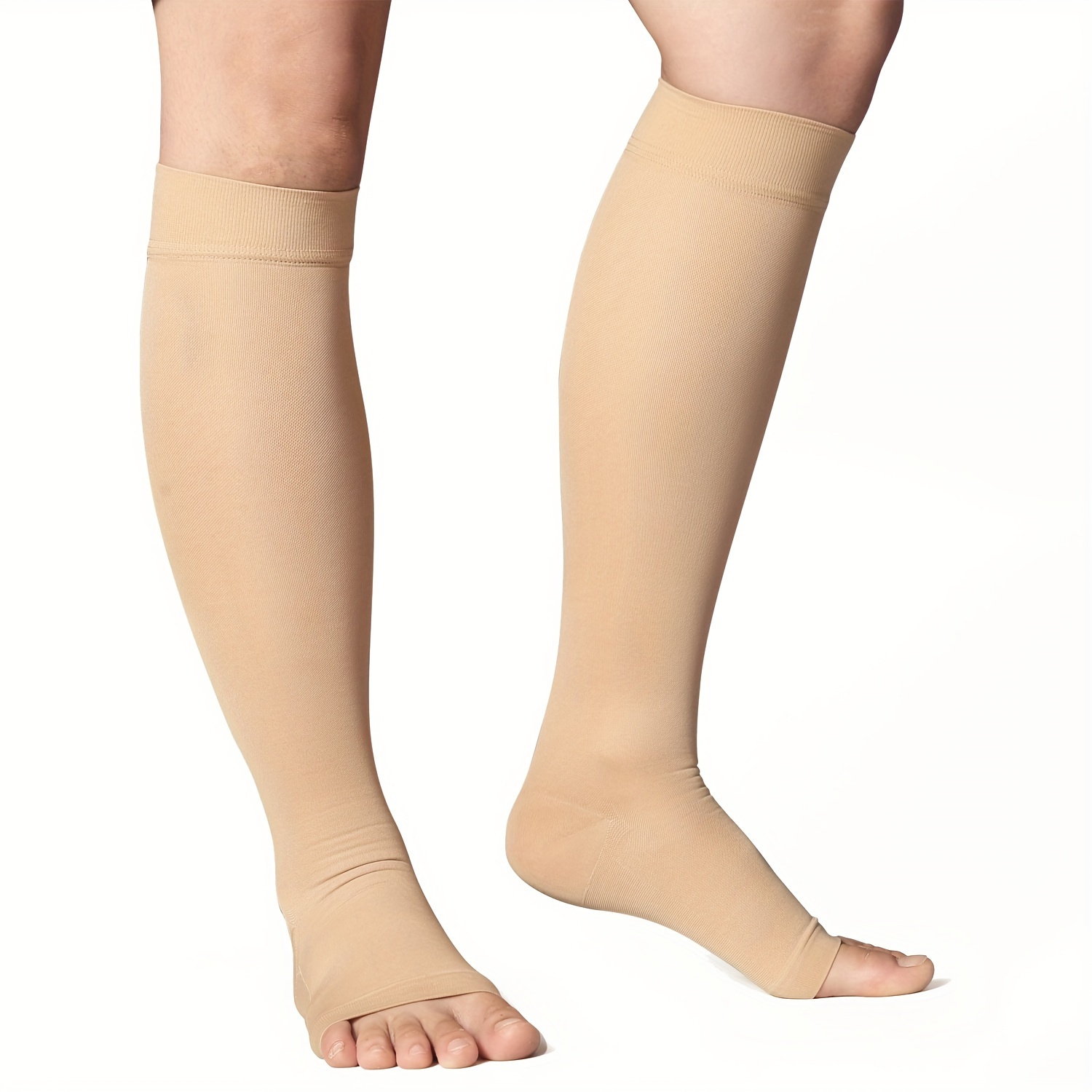 Medias de Compresión 20-30 mmHg hasta la rodilla punta abierta., para  hombres y mujeres