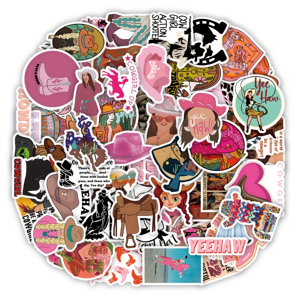 Cowgirl Stickers Hat Western Boots Sticker Pack Perfect - Temu