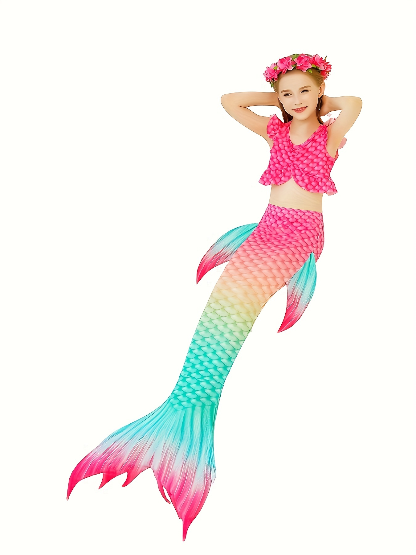 Baby Girls Little Mermaid Tail Costume Bikini Set Swimwear