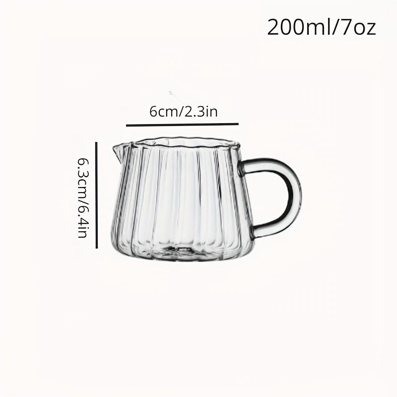 Heat Resistant Striped Milk Pitcher With Pointed Spout, Glass