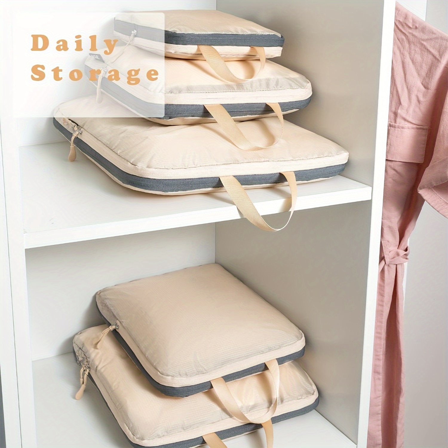 Travel Luggage Bag Sets Solid Color Storage Bags Versatile - Temu