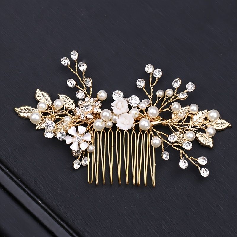 Crystal Wedding Hair Comb Crystal Bridal Comb Leaf Hair Comb Wedding Hair  Accessories - Clothing, Shoes & Jewelry - Temu