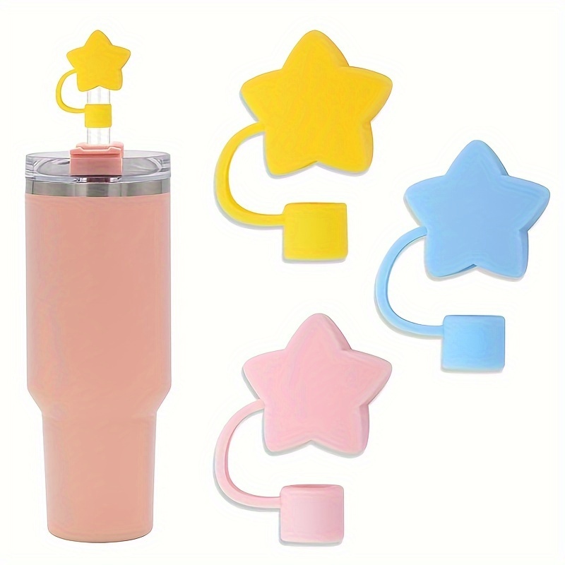1pc Yellow Star Shaped Silicone Straw Cap, Reusable Straw Plug, Fits 10mm  Straws, Accessory, Gift