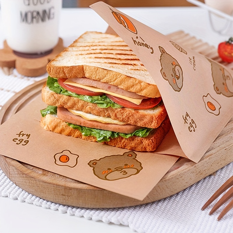 

50 pièces de papier d'emballage pour sandwich jetable de qualité alimentaire pour emballer des sandwichs, des hamburgers, du poulet frit