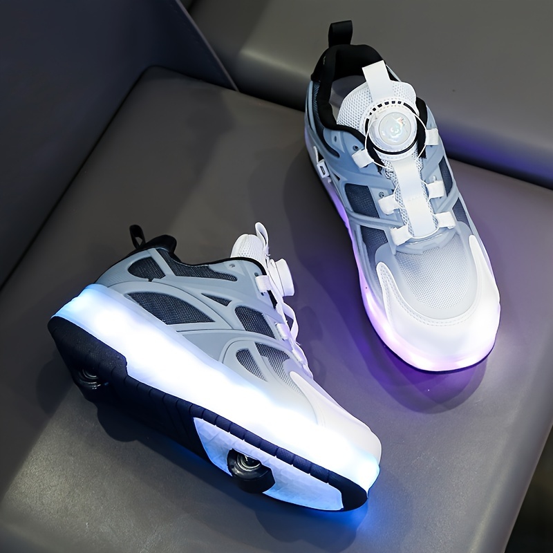 Casual High Top Skateboard Shoes With Usb Charging Light And - Temu