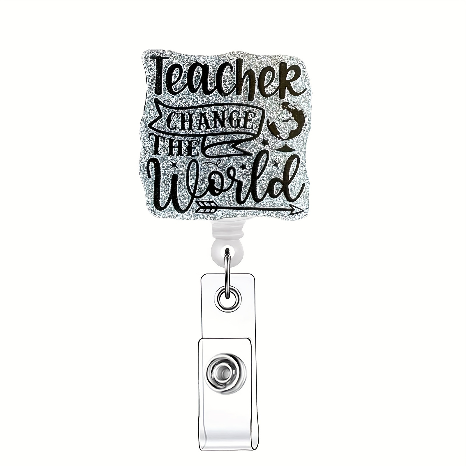 1pc Teacher Retractable Badge Reel,Name Badge Holder with ID Clip for Teacher,Teachers' Day Gift,Cat,Car,Flower,Valentine's Day,Cartoon,Heart,Cake
