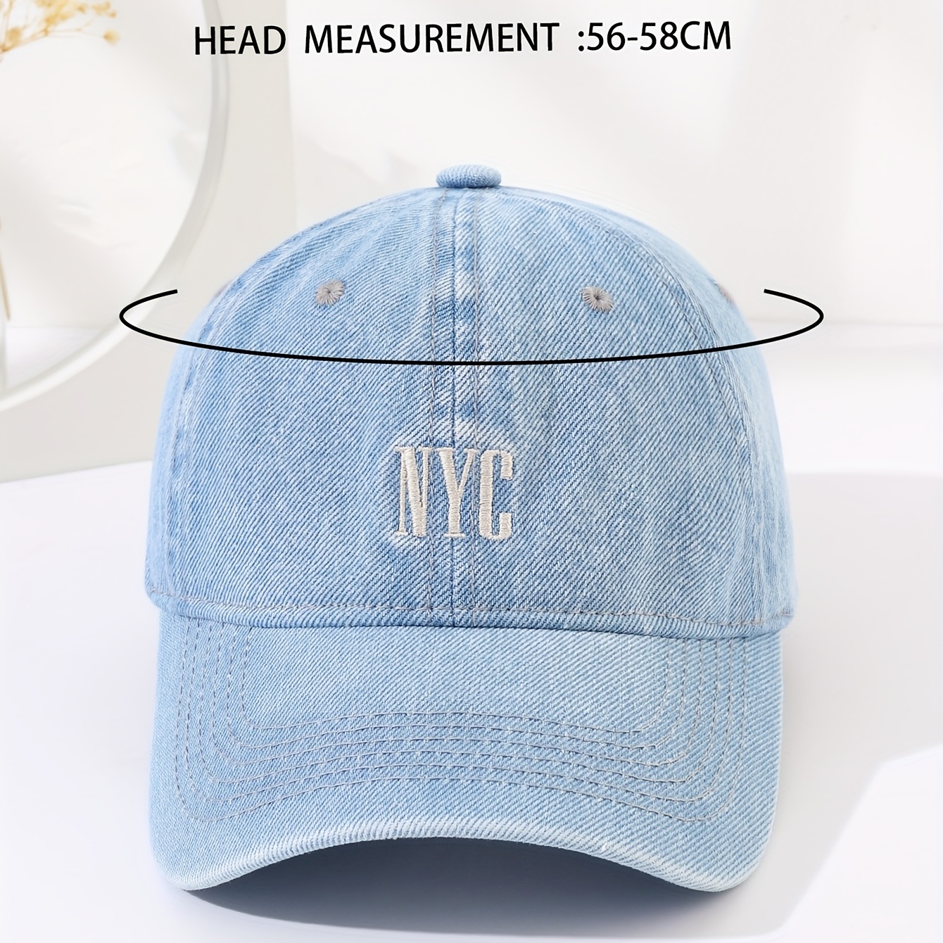 Nyc Embroidery Casual Baseball Light Blue Unisex Washed Denim Sun Hat  Adjustable Dad Hats For Women Men - Temu United Arab Emirates