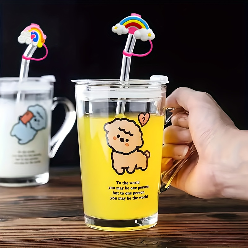 Cartoon Cup Shaped Straw Reusable Dustproof Straw - Temu