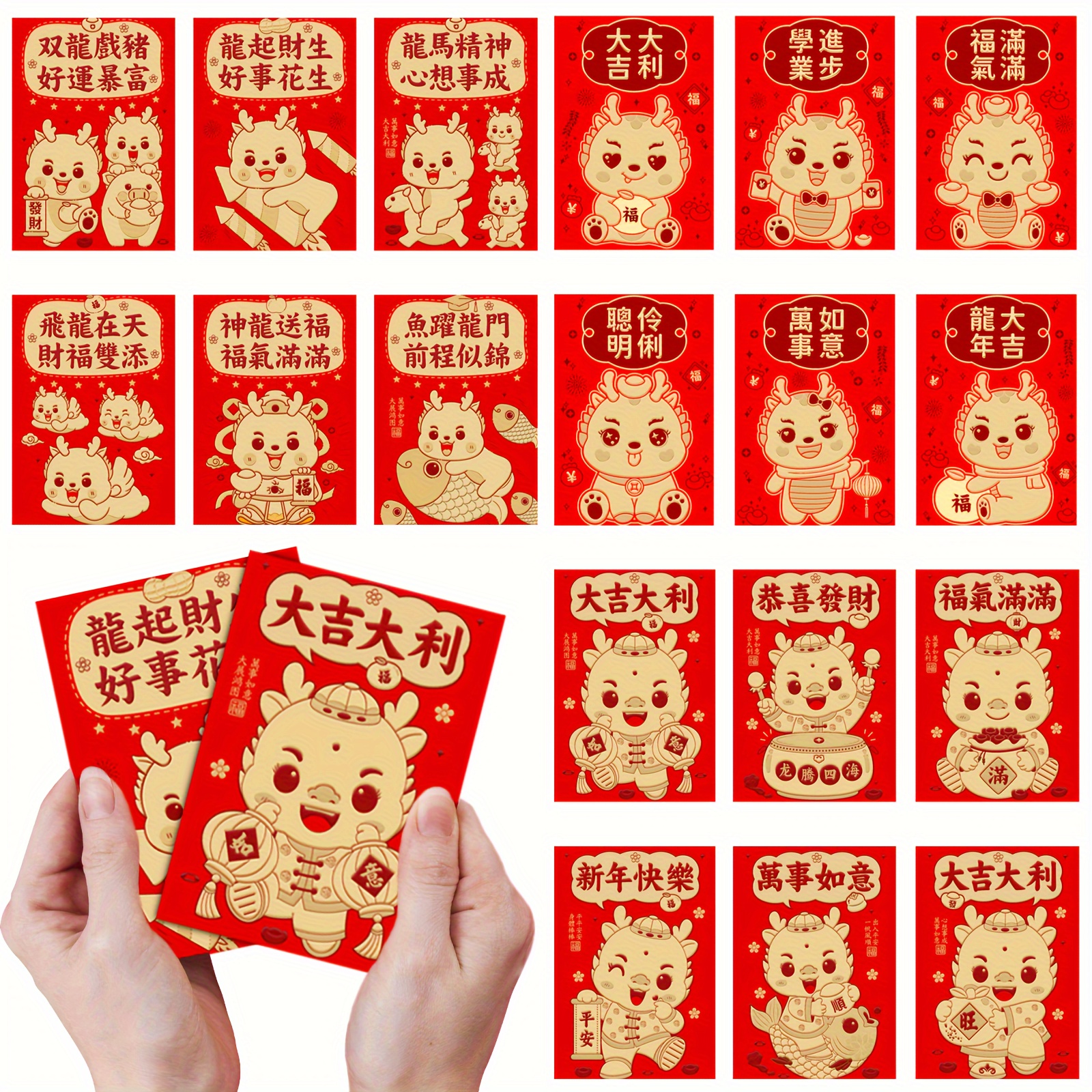 Enveloppes Rouges Chinoises 6Pcs Enveloppe Rouge Année Lapin
