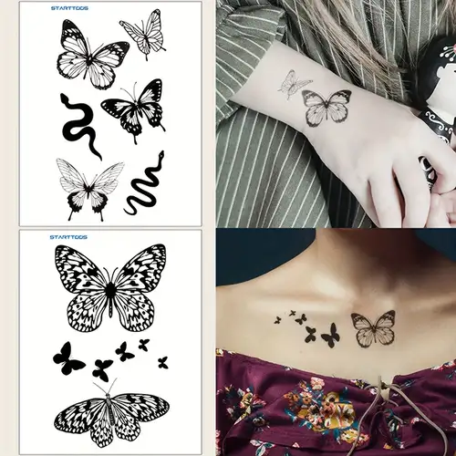12 pcs Novo estilo de mão com rosa negra tatuagem adesivos / impermeáveis  ​​femininos e masculinos Corpo Arte Braço Tatoo