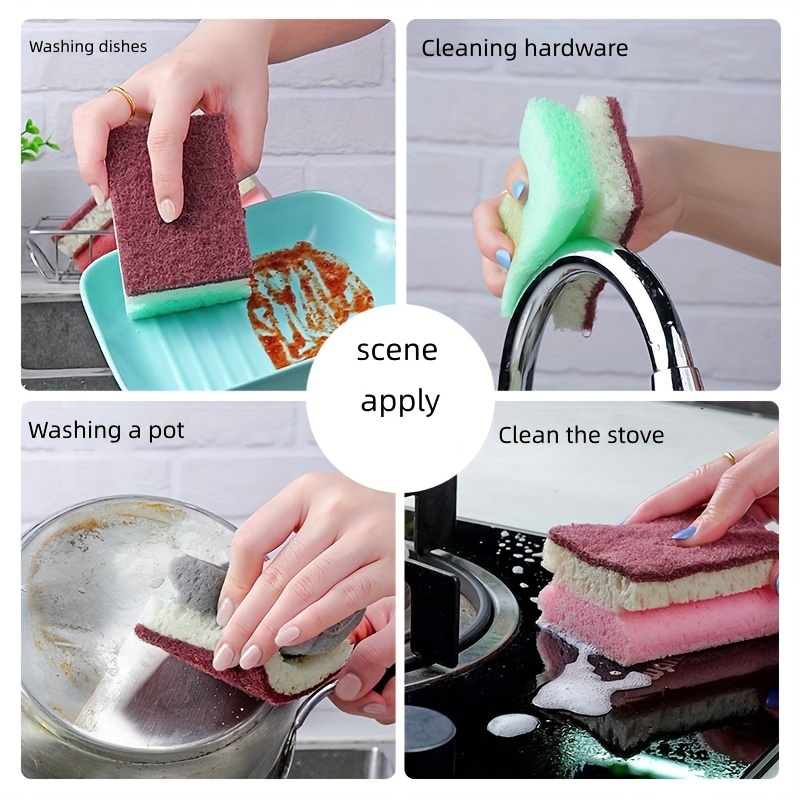 1/5/10/2Pcs High Density Sponge Kitchen Cleaning Tools Washing Towels  Wiping Rags Sponge Scouring Pad Microfiber Dish Cleaning Cloth