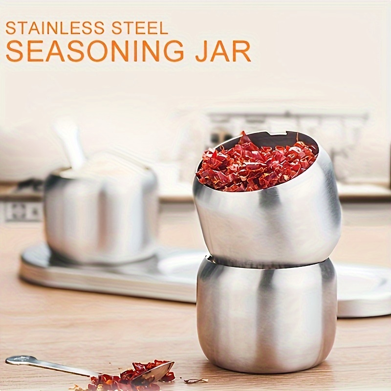 Fule Stainless Steel BBQ Salt Pepper Condiment Box Spice Shaker