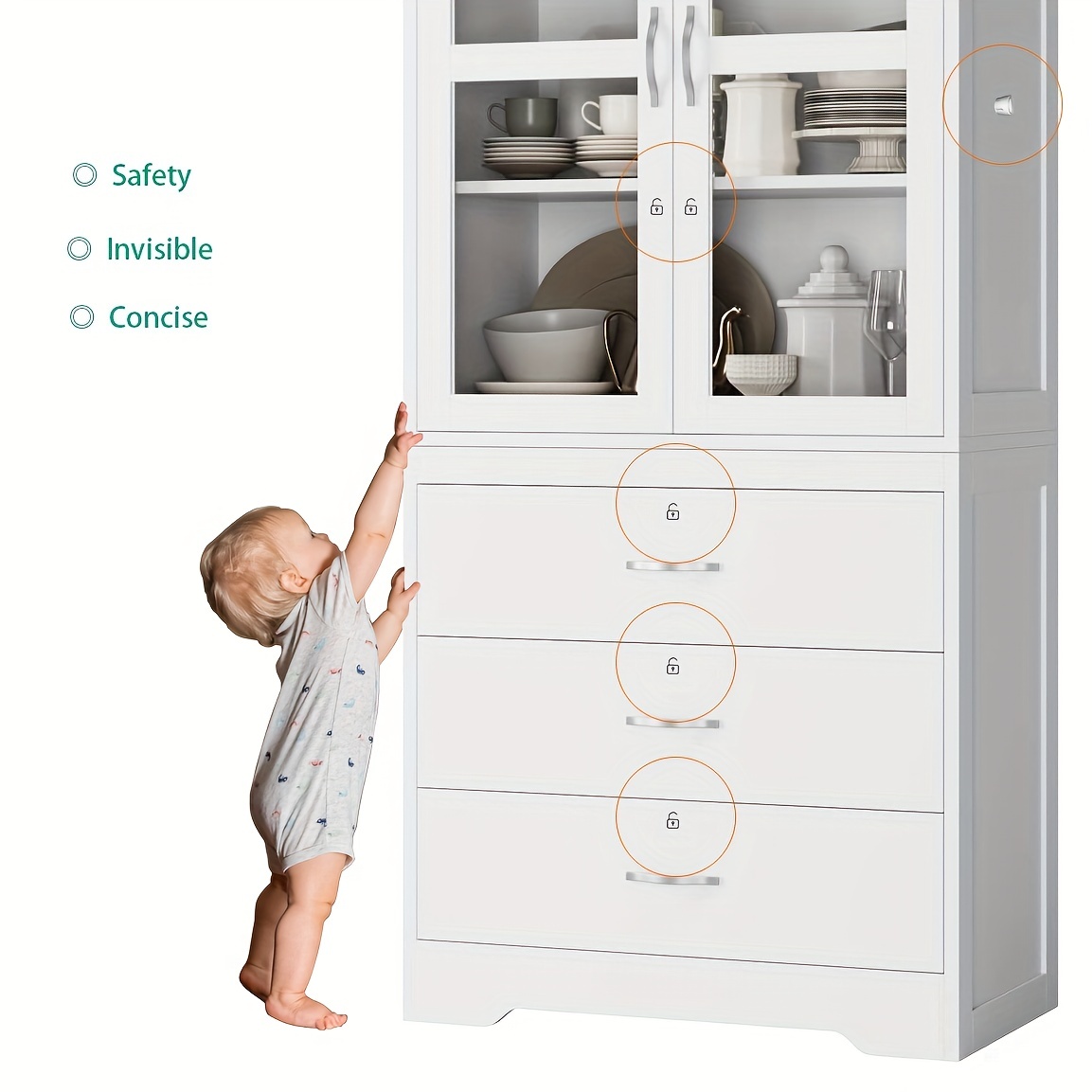Dww-baby Safety Cupboard Door Stopper (8 Locks + 2 Keys), Drawer