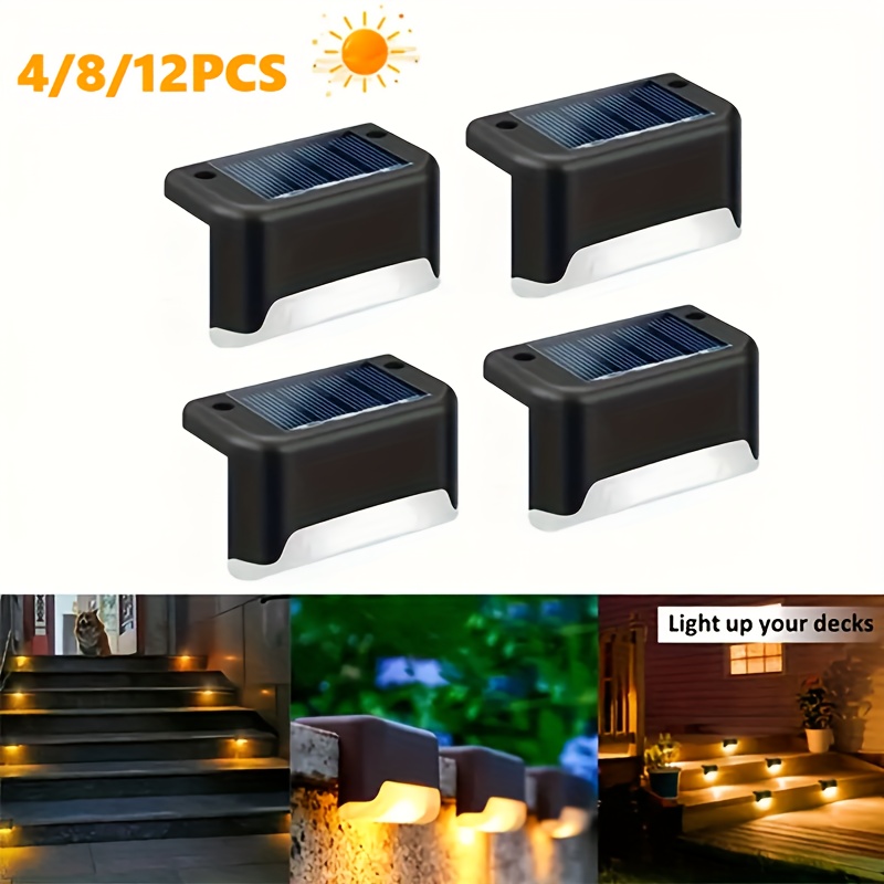 Lámpara solar para exteriores 8 piezas Luces LED para cubierta Lámpara de  paso Luz solar Lámpara de escalera de camino al aire libre para terraza  cerca y escalones YONGSHENG 8390612953644