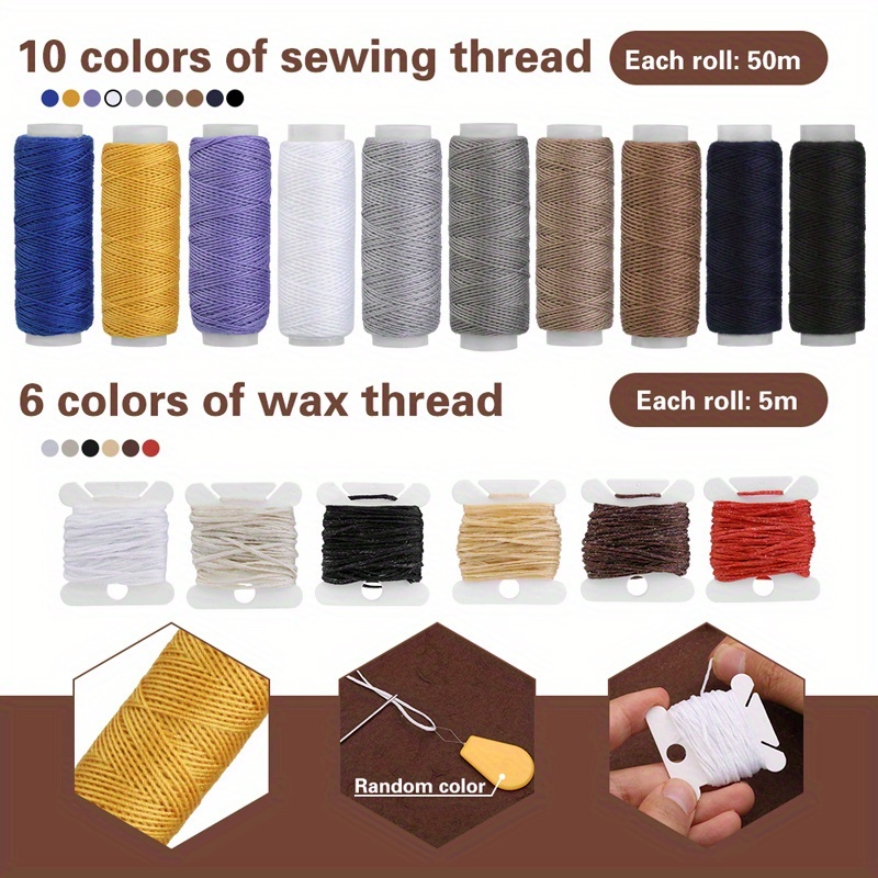 Kit de couture en cuir de 29 pièces, kit de réparation de rembourrage de  couture en cuir avec fil à coudre 8 couleurs, pour