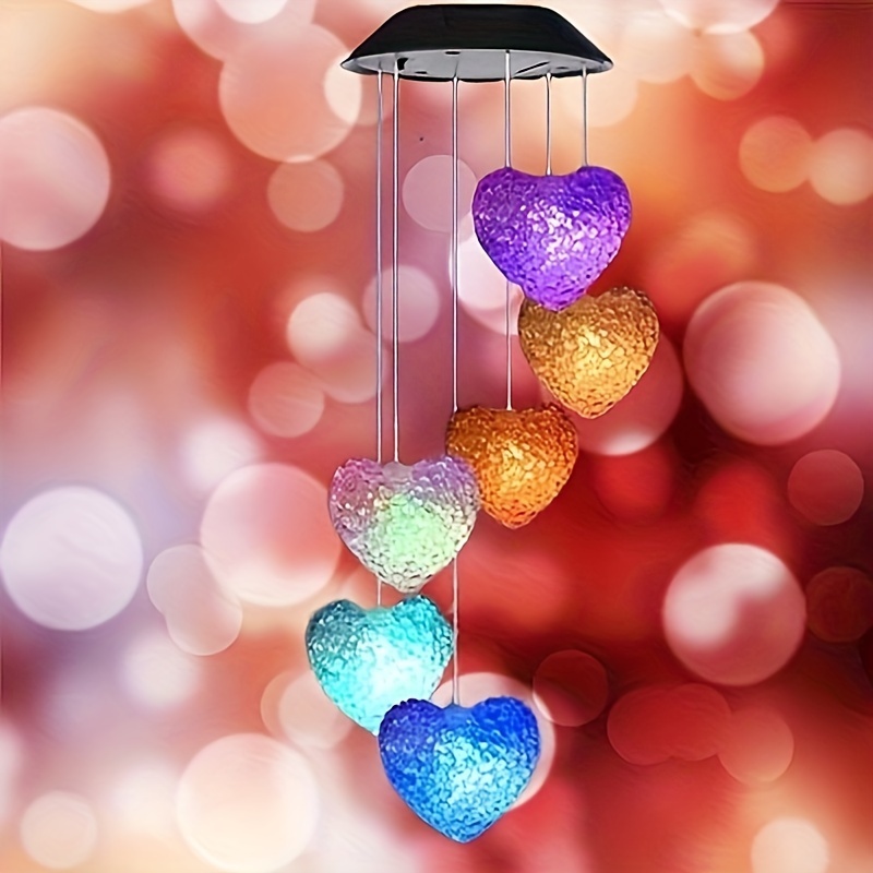 Solar Particle Wind Chimes Outdoor Heart shaped Solar - Temu