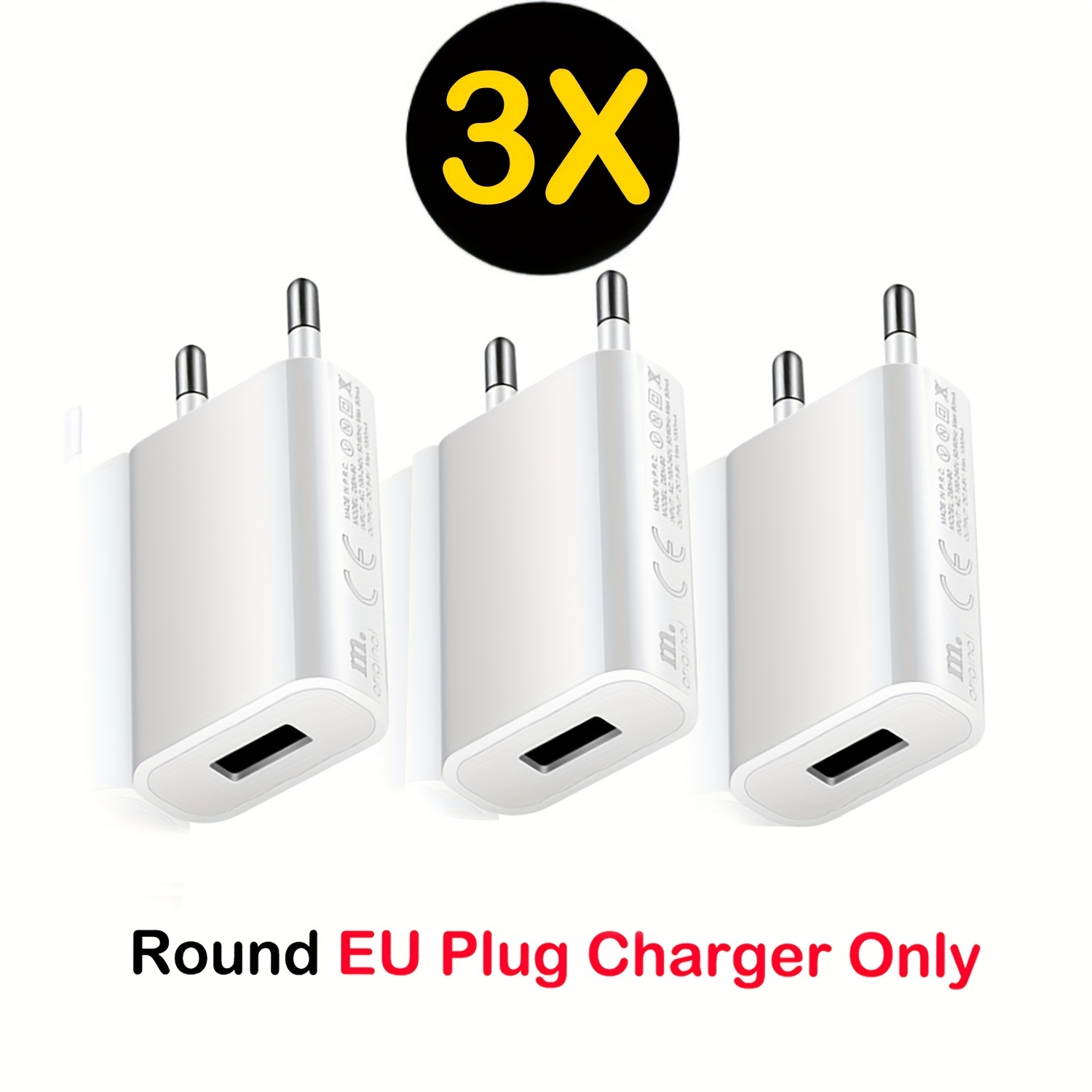 3 Pièces Prise Ue Chargeur USB 5W Charge Rapide 5V 1A - Temu France