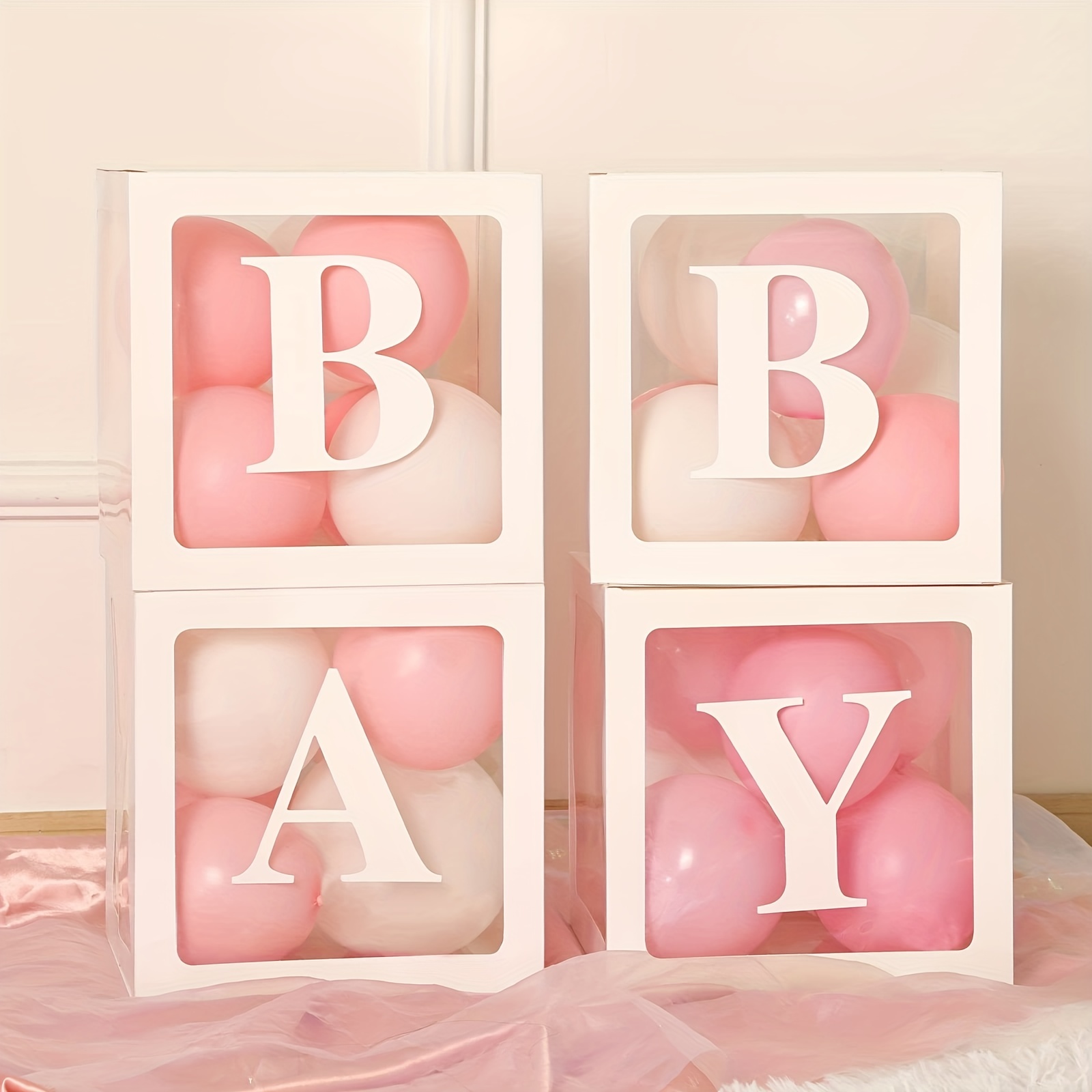Cajas De Bebé Con Letras Para Baby Shower, 4 Cajas De Globo Transparente  Con Letras Para Revelación De Género, Decoraciones De Cumpleaños, Boda, Baby  Shower, Moda de Mujer