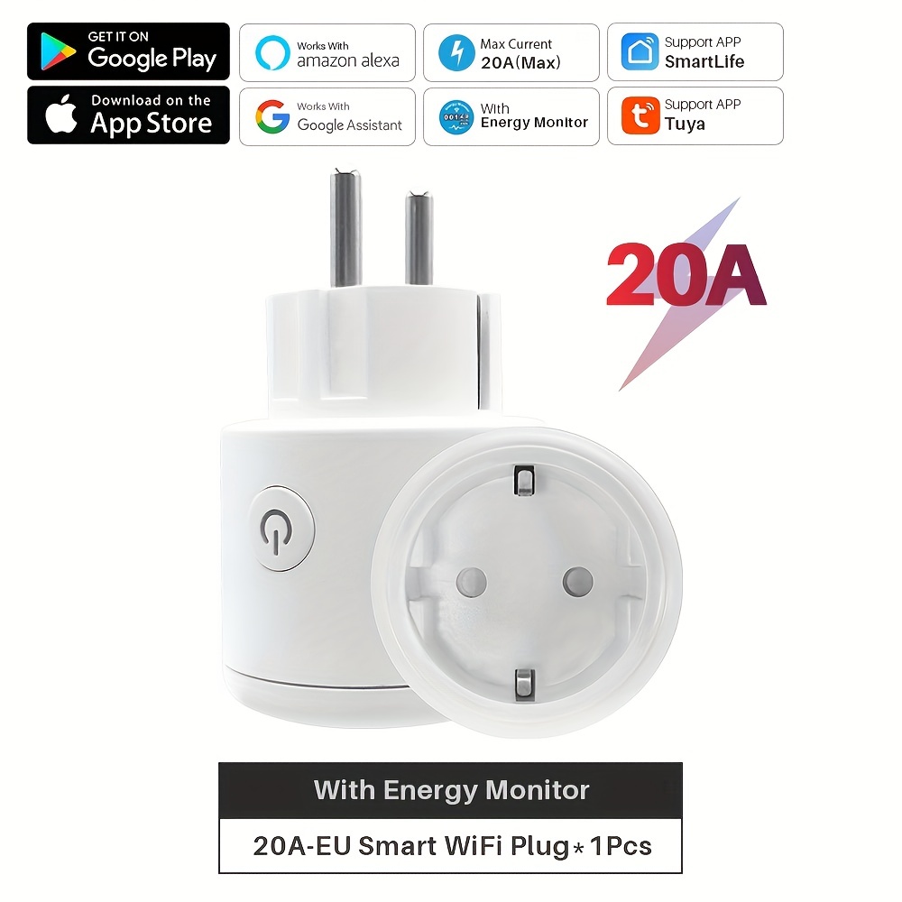 Smart Plug Wifi Socket Eu 16a/20a Power Monitor Timing - Temu Belgium