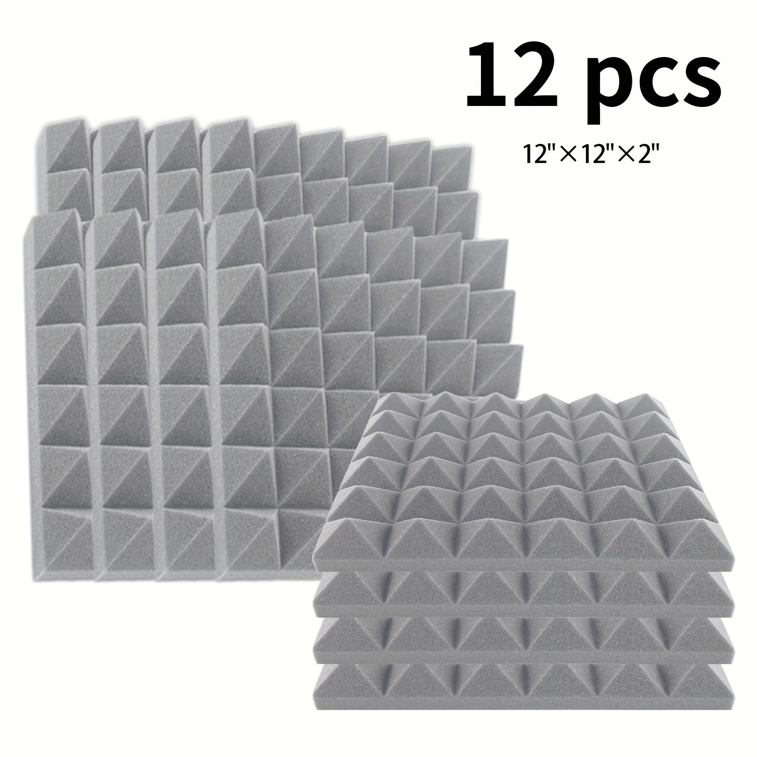 

12 Pcs Of Wall Soundproofing Panels, Acoustic Foam Absorption Wall Panels, 12"×12"×2" Acoustic Damping Wall Panels, Used For Reducing Noise In Bedrooms And Studios, Grey And Yellow Eid Al-adha Mubarak
