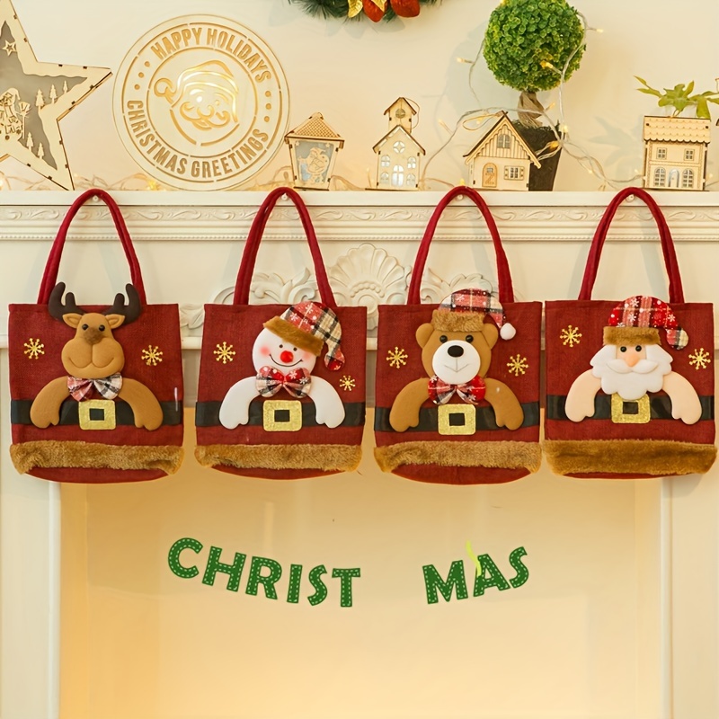 1pc Bolsa Regalo Navidad Grande Anciano Muñeco Nieve Elk - Temu