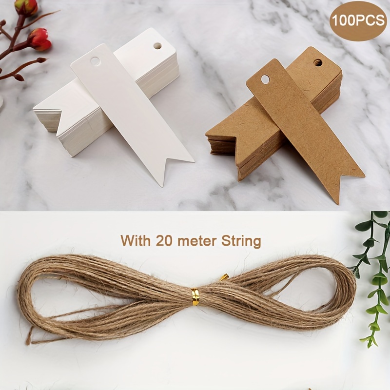 120PCS Christmas Gift Tags Brown Kraft Paper Gift Tags Snowflake Reindeer  Xmas Hanging Labels Tags with 32.8 Feet Jute Twine String for Christmas