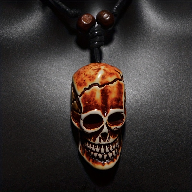 bull bone carving necklace skull pendant punk choker retro bull bone carving necklace skull pendant punk choker retro