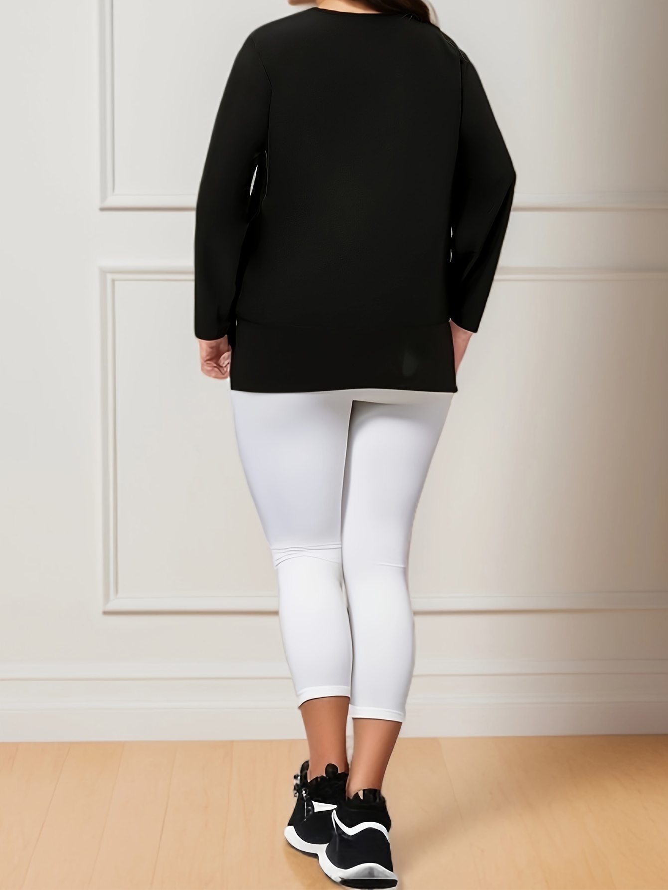 Spanx Perfect Length Sweatshirt Dolman Sleeve Black 3/4 Sleeves