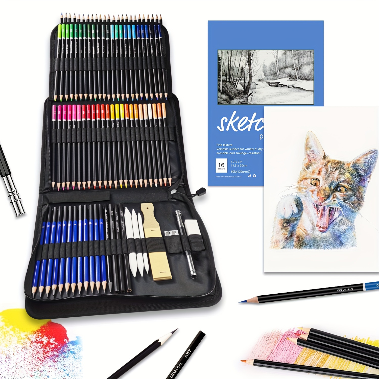 Art Supplies, Sketching & Drawing Pencils Art Kit with 2 Sketch Pads, —  CHIMIYA