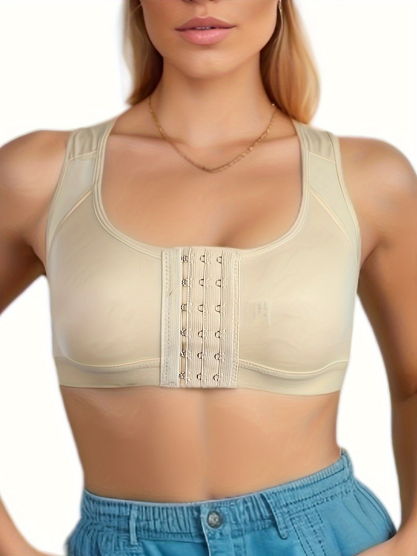 Solid Front Buckle Sports Bras Breathable Rimless Adjustment - Temu Canada