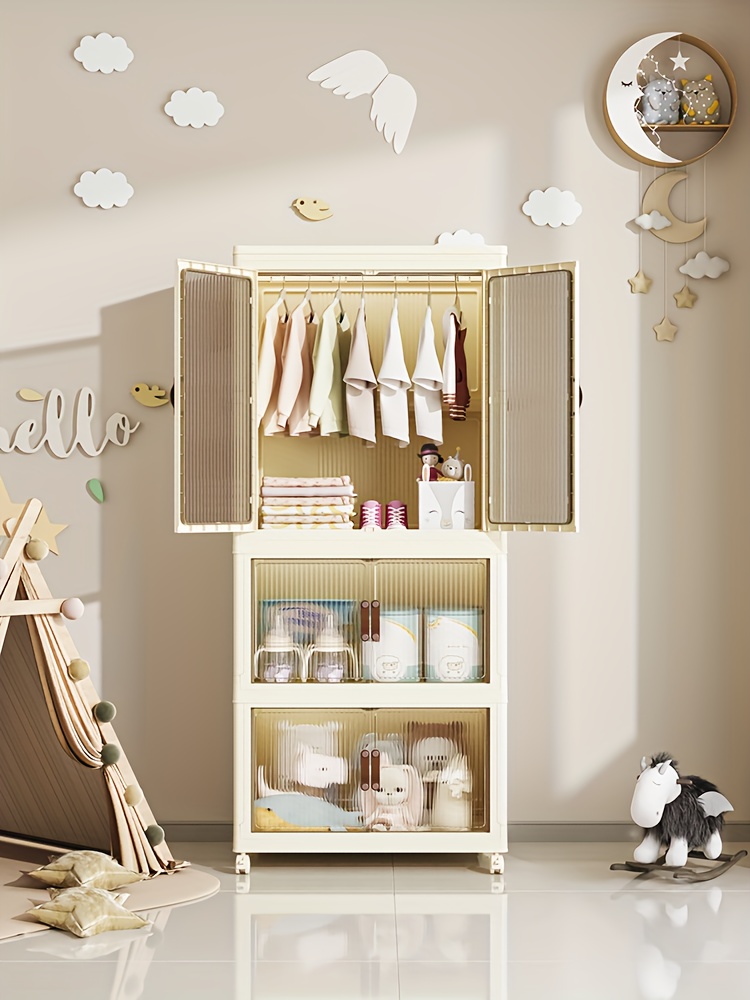 Folding Wardrobe Plastic Storage Box With Clear - Temu