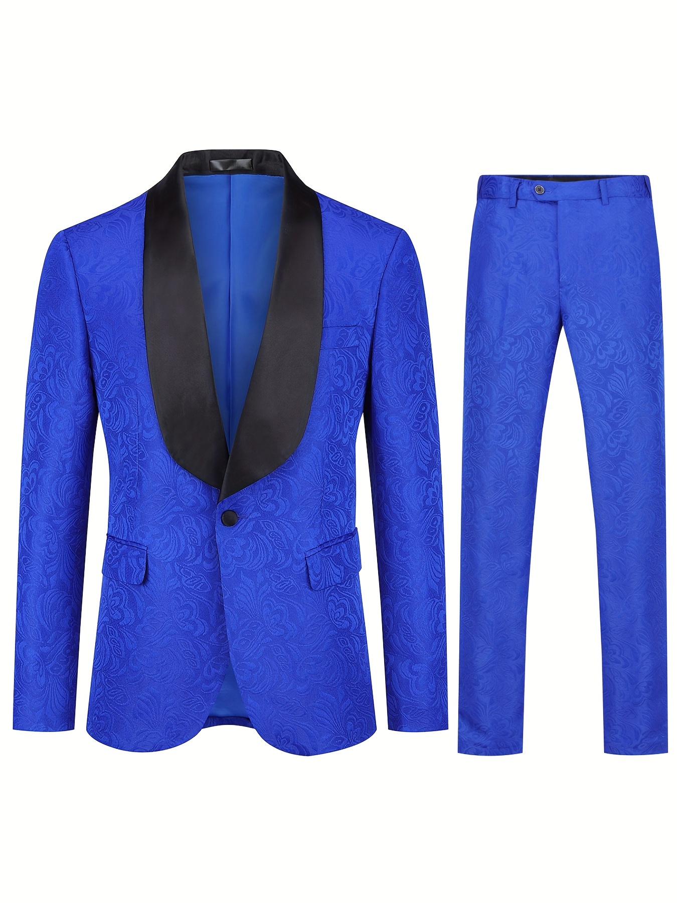 Formal Men's Jacquard Shawl Collar Suit Jacket Dress Pants - Temu  Philippines