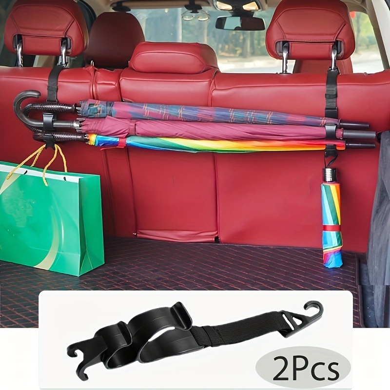 

2pcs Car Seat Backrest Hooks Adjustable Car Trunk Umbrella Storage Fixed Bracket, Anti-drop Organizer Holders, Car Interior Accessories