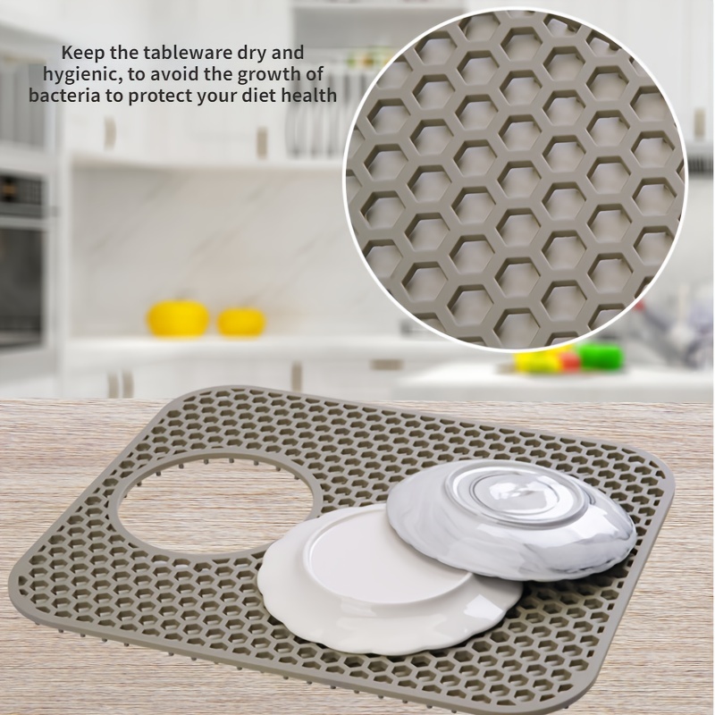 Sink Mat Rubber Dish Mat Drainer Non Slip Sink Protector Liner