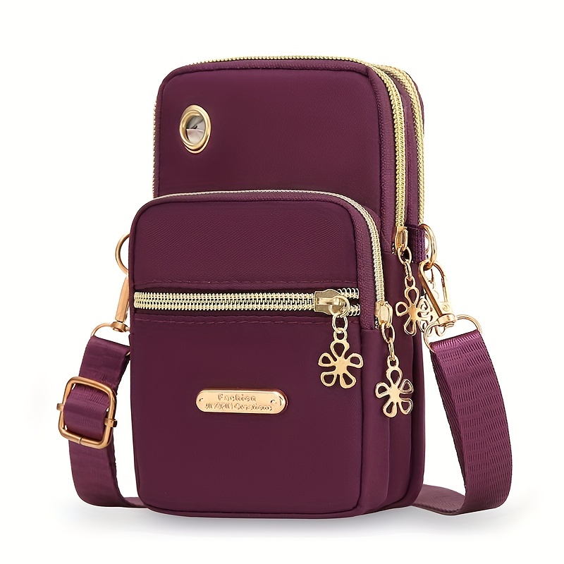 

Stylish Crossbody Bag For Mobile Phone, Mulitple Compartments, With Earphone Jack
