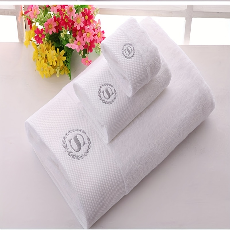 2PCS 100% Cotton Thickened High Quality Face Towel White Blue Extra Large  Bathroom Towel High Absorbent Shower Hotel Towel Set