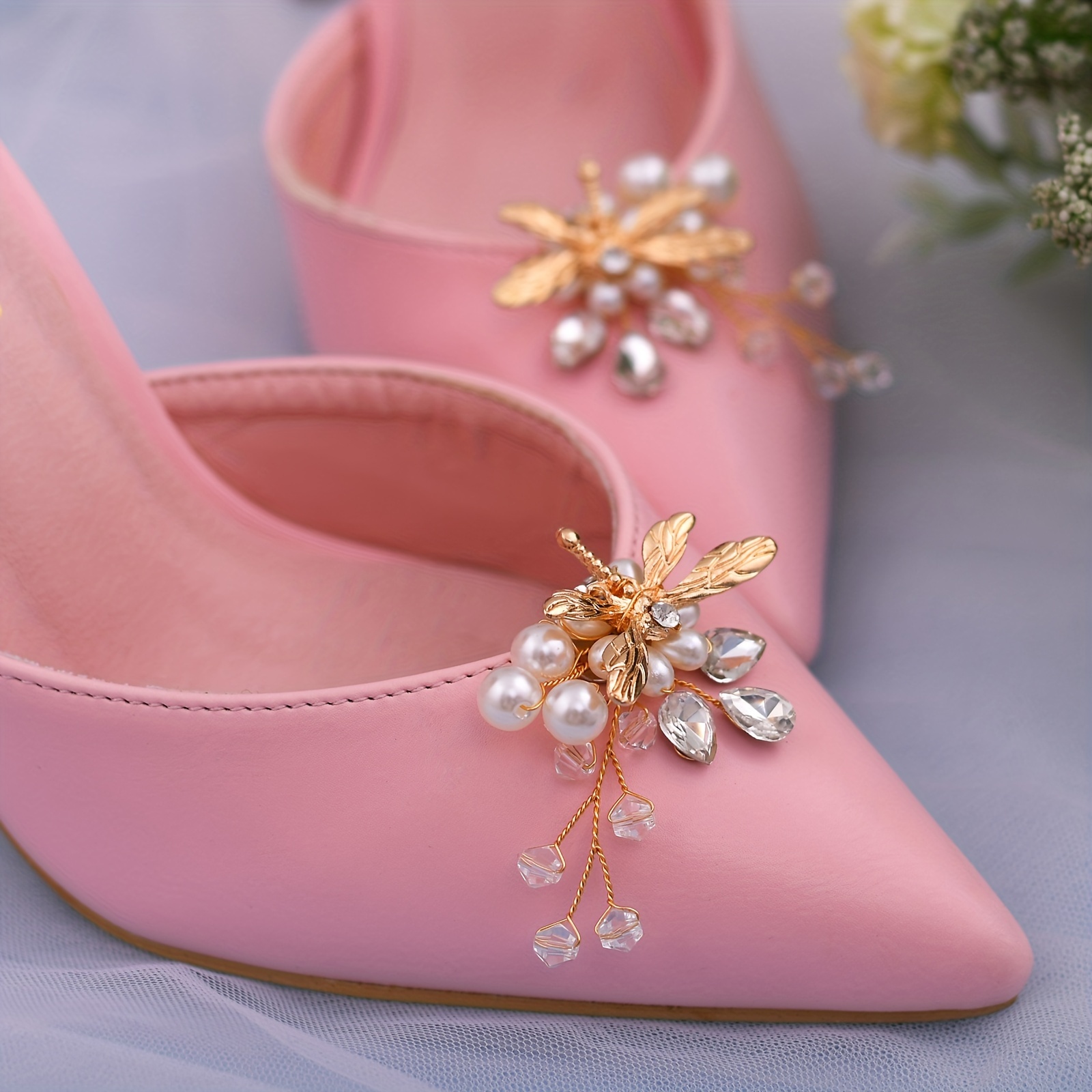 Shoe Decoration Accessory, Detachable Metallic Shoe Buckle, All-match Women's  Shoe Clip Flower Decor For High Heel & Flat Shoes