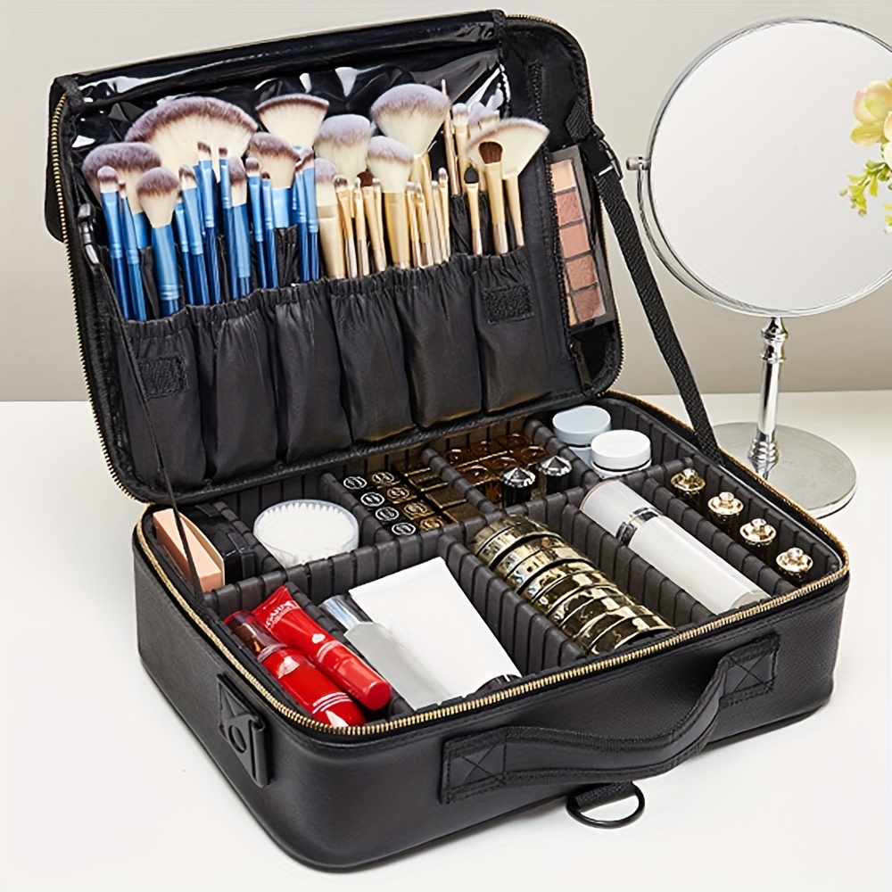 Estuche De Tren Professional Para Maquillaje Brochas Organizador Caja Con  Espejo