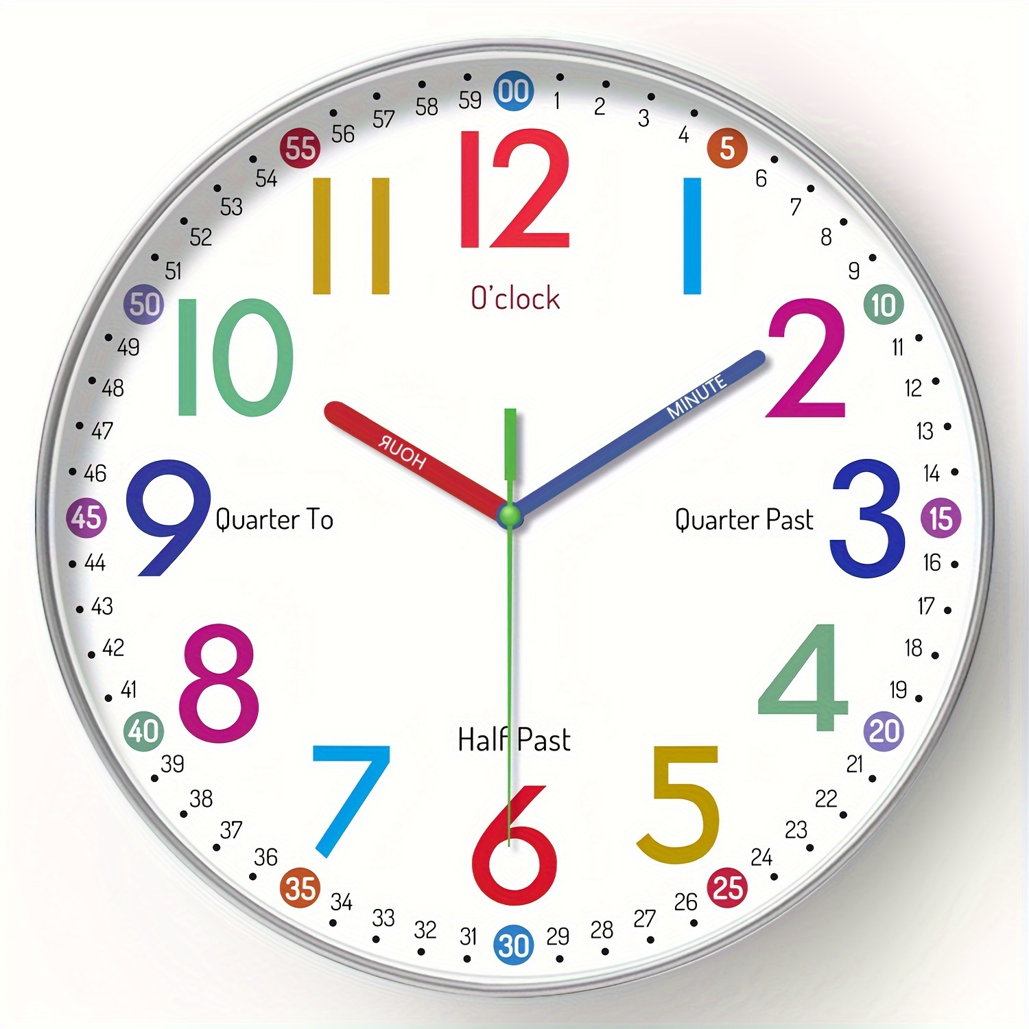 Teaching Clock With Time Quiet Non Ticking Wall Clock - Temu