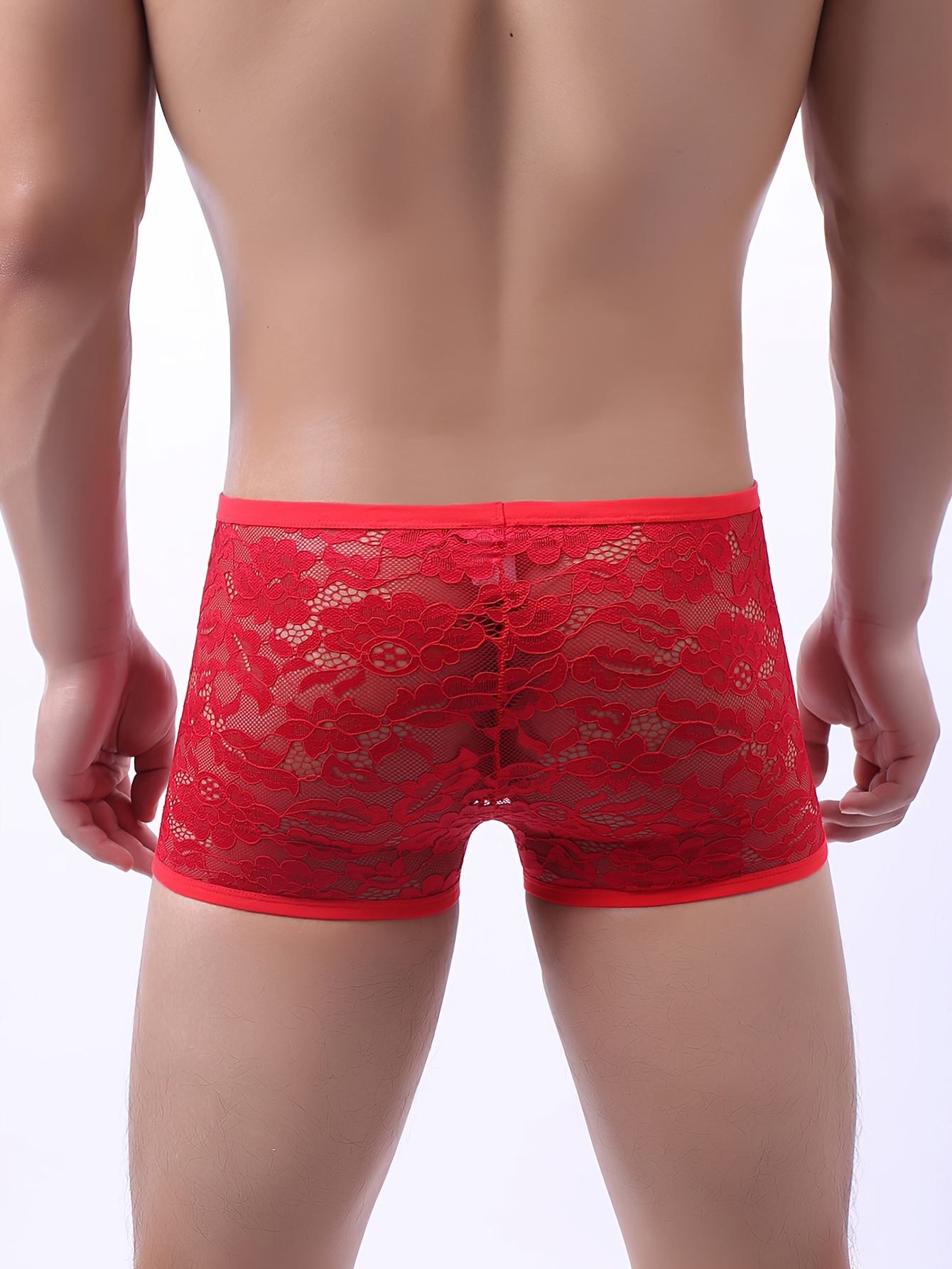 Men's Sexy Slim Fit Lace Semi sheer Breathable Comfy Boxer - Temu