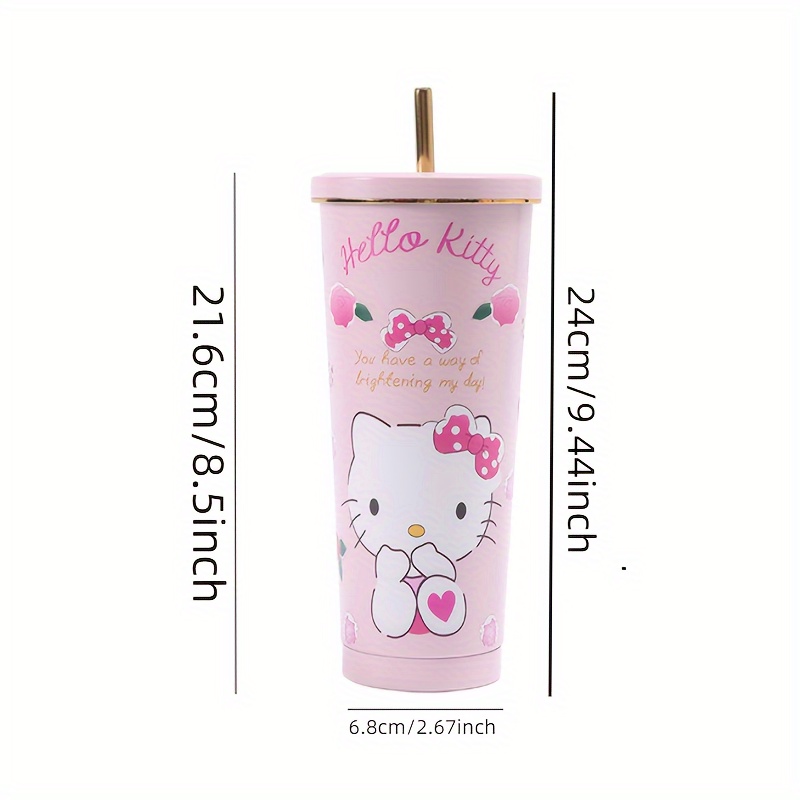Cute Hello Kitty Water Cup With Straw Lovely Kuromi - Temu